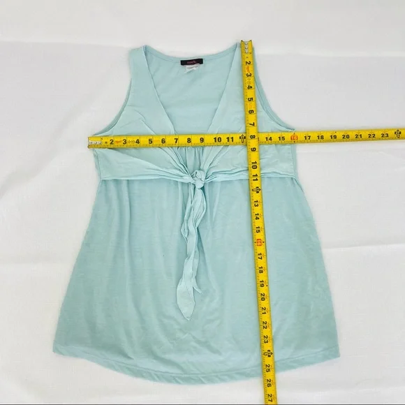 BEACHY AVON MARK top lightweight sleeveless tie front green tank top bohemian M - Picture 6 of 9